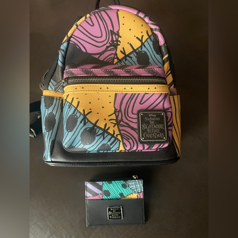 Loungefly Multicolor Nightmare Before Christmas Backpack and Wallet